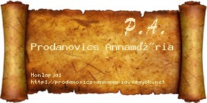 Prodanovics Annamária névjegykártya